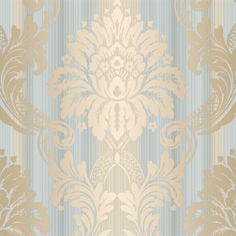 Gold & Silver Vertical String Damask Wallpaper