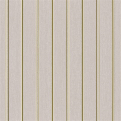 Gold & Taupe Thin Glitter & Metallic Stripes Wallpaper