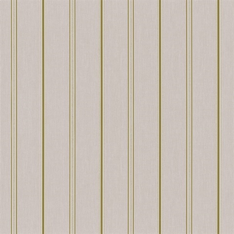 Gold & Taupe Thin Glitter & Metallic Stripes Wallpaper