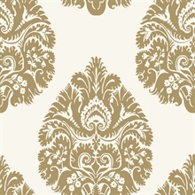 Gold  Teardrop Classic Damask Wallpaper