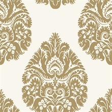 Gold  Teardrop Classic Damask Wallpaper