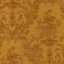 Gold Weathered Linen Damask Wallpaper