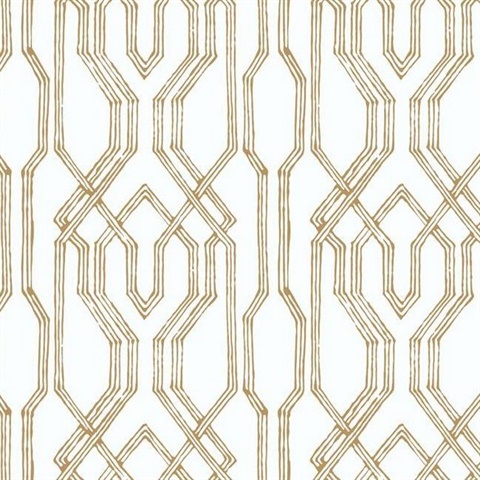Gold & White Oriental Lattice Wallpaper