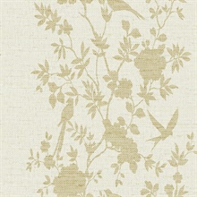 Golden Aloha Bird Trail Linen Texture Wallpaper