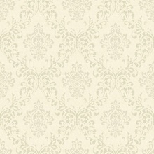 Golden Beige Damask Wallpaper