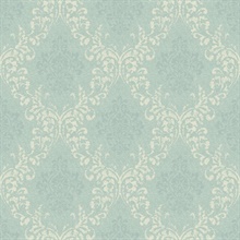 Golden Blue Damask Wallpaper