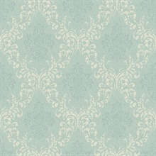 Golden Blue Damask Wallpaper