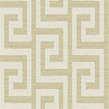 Golden Luna Retreat Greek Key Linen Texture Wallpaper