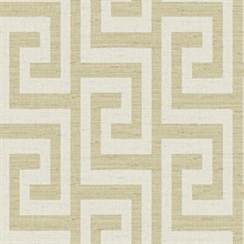 Golden Luna Retreat Greek Key Linen Texture Wallpaper
