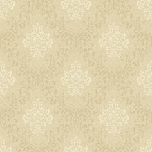 Golden Wheat Damask Wallpaper