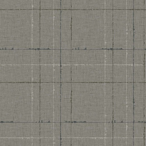 Gorton Plaid Dark Grey Wallpaper