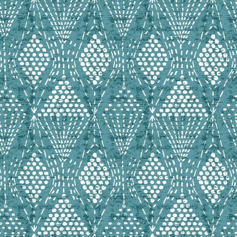 Grady Teal Dotted Textured Southwest Tribal Wallpaper