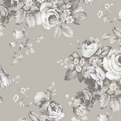 Grey Floral Wallpaper  Wallpaper  wall coverings  BQ