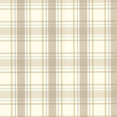 Grand Plaid Taupe Plaid Wallpaper