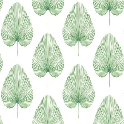 Grande Large Leaf Paperweave Sea Green Wallpaper