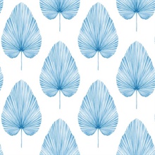 Grande Large Leaf Paperweave True Blue Wallpaper