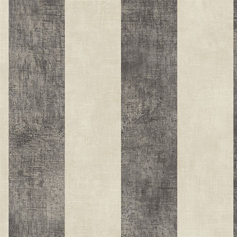 Beige and Black Vertical 2in Stripe with Texture Prepasted Wallpaper