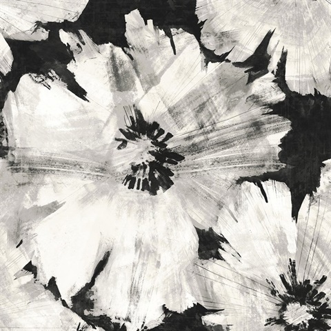 Graphic Floral  Ebony & Champagne Peel and Stick Wallpaper