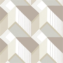 White, Grey &amp; Taupe Graphic Geo Blocks Wallpaper