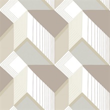 White, Grey & Taupe Graphic Geo Blocks Wallpaper