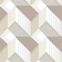 White, Grey & Taupe Graphic Geo Blocks Wallpaper