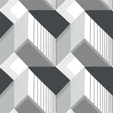 White, Black &amp; Grey Graphic Geo Blocks Wallpaper