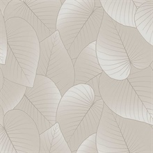 Graphic Leaves Beige with Foil Accents Wallpaper