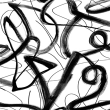 Graphic Linework Abstract Ebony Peel and Stick Wallpaper