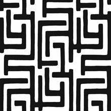 Graphic Maze Abstract Black Peel and Stick Wallpaper