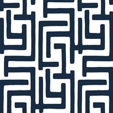 Graphic Maze Abstract Dark Blue Peel and Stick Wallpaper