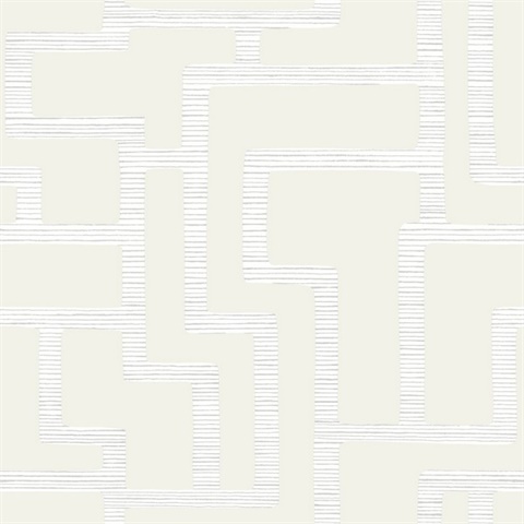 Silver & White Graphic Polyomino Wallpaper