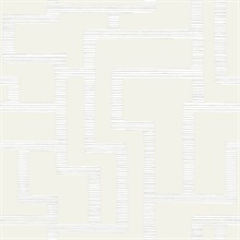 Silver & White Graphic Polyomino Wallpaper