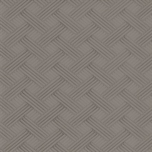 Graphite Metallic Wickwork Parquet Lines Wallpaper