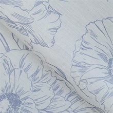 Grasscloth Blooms Prussian Blue Printed Grasscloth Wallpaper