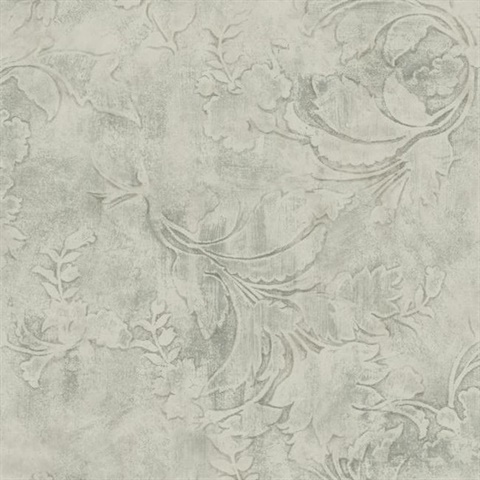 Gray Entablature Scroll Wallpaper