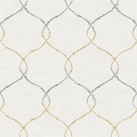 Gray, Off White & Tan Commercial Lattice Wallpaper