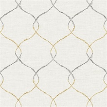 Gray, Off White & Tan Commercial Lattice Wallpaper