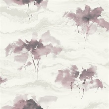 Gray & Purple Commercial Brushstroke Trees Wallpaper
