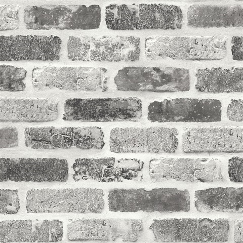 Brick Grey Washed Brick Soft Grey & Charcoal Peel and Stick Wallpaper