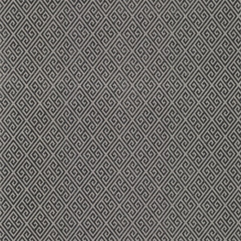 Black &amp; Silver Grecian Geometric Greek Key Wallpaper