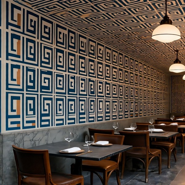Greek Key Commercial Wallpaper