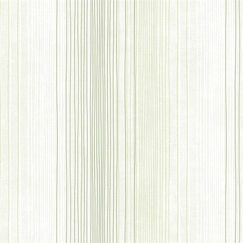Green and White Random Stripe Prepasted Wallpaper