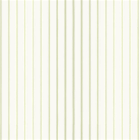 Green and White Ticking Stripe Prepasted Wallpaper