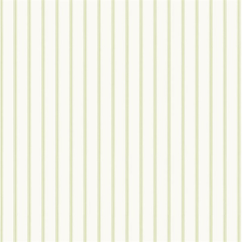 Green and White Ticking Stripe Prepasted Wallpaper