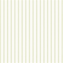 Green and White Ticking Stripe Prepasted Wallpaper
