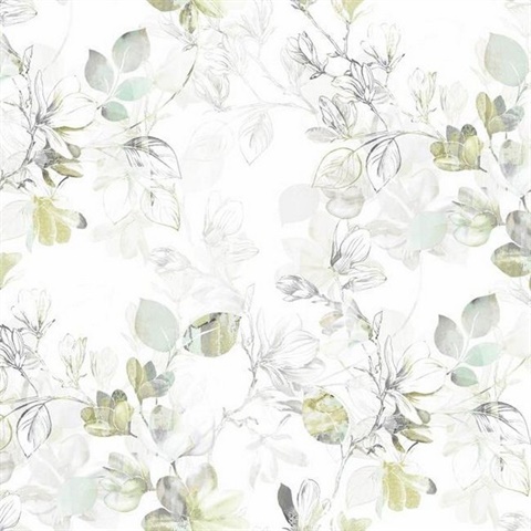 Green Arbor Floral Vine Wallpaper