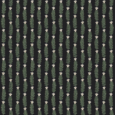 Green & Black Eden Vertical Leaf Stripe Wallpaper