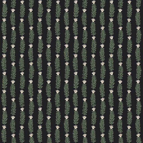 Green & Black Eden Vertical Leaf Stripe Wallpaper