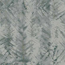 Green & Blue Textural Impremere Leaf Wallpaper
