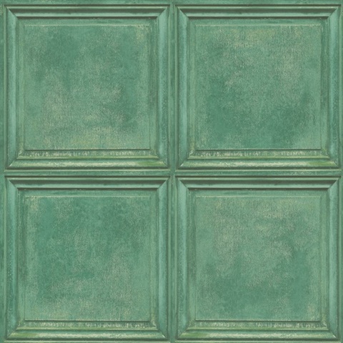 Green Charleston Faux Wood Panels Wallpaper